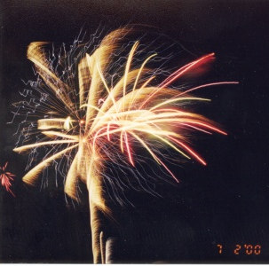 Part of the Spectacular Fireworks as seen by an estimated 10,000 throughout the city.