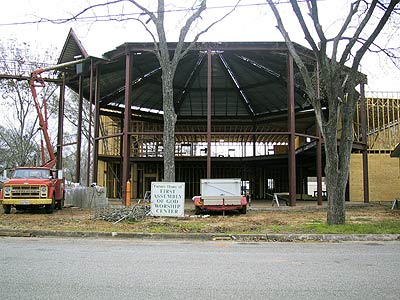 Construction is under way for a new worship center at the Bastrop Assembly of God Church at Pecan and Austin Streets.