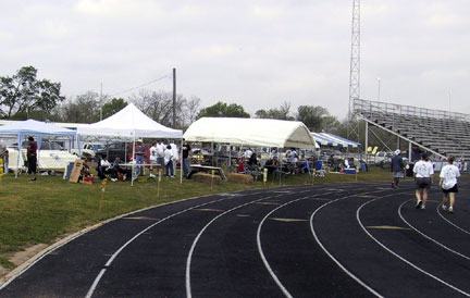 Some of the 65 Campsites set up overnight for Relay Team members