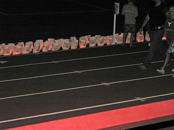 Stadium Lights go off as Luminaries are lit 