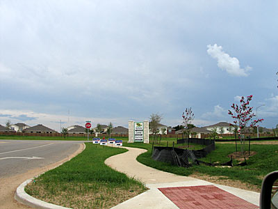 A view of a new housing development in Hunters Crossing.