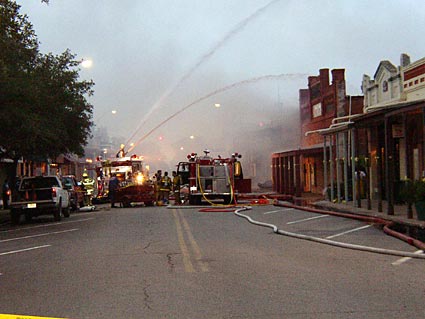 The Texas Mercantile building in the historic downtown of Bastrop was ravaged by fire.