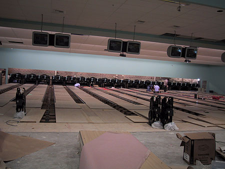 The 16 lane Bowling alley getting its finishing touches