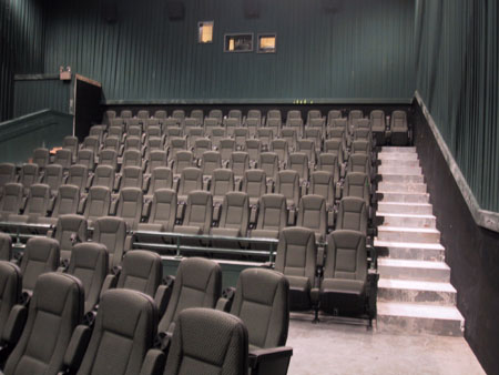 View of one of the 4 Stadium seating theatres-the front seating was being completed